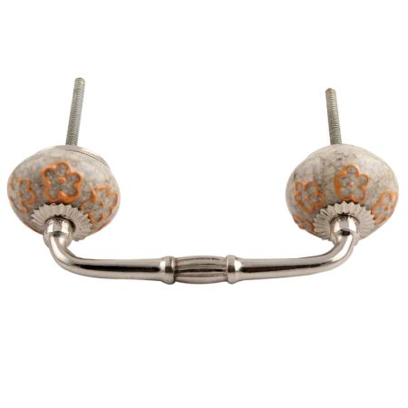 Mustard Floral Crackle Ceramic Bridge Handle